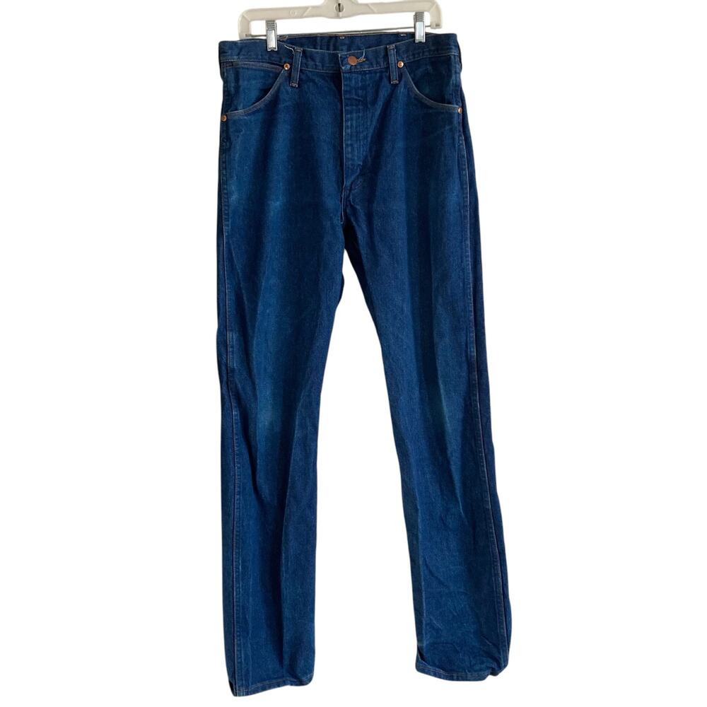 Vintage 90s Wrangler Dark Blue Straight Leg Jeans 35x34